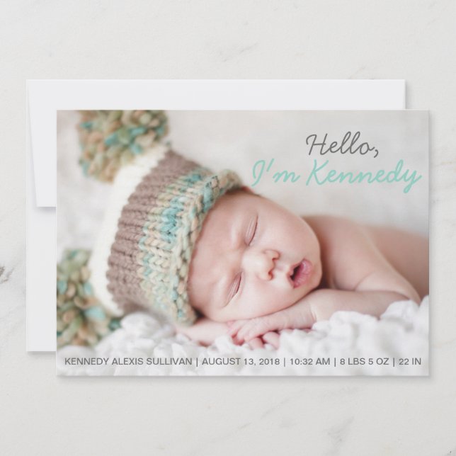 Blått handskrivet foto Baby-meddelande Meddelande (Framsida)