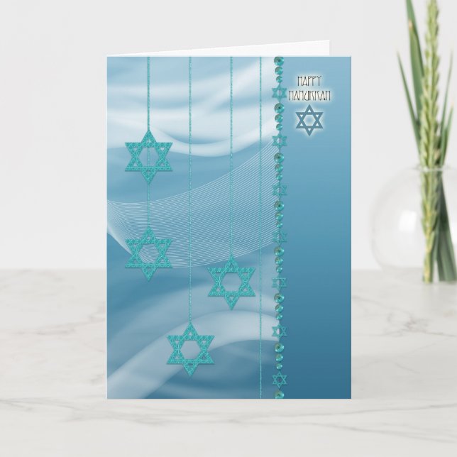 Blått Hanukkah-kort Helgkort (Framsida)