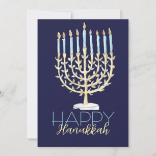 Blått Hanukkah-kort Julkort