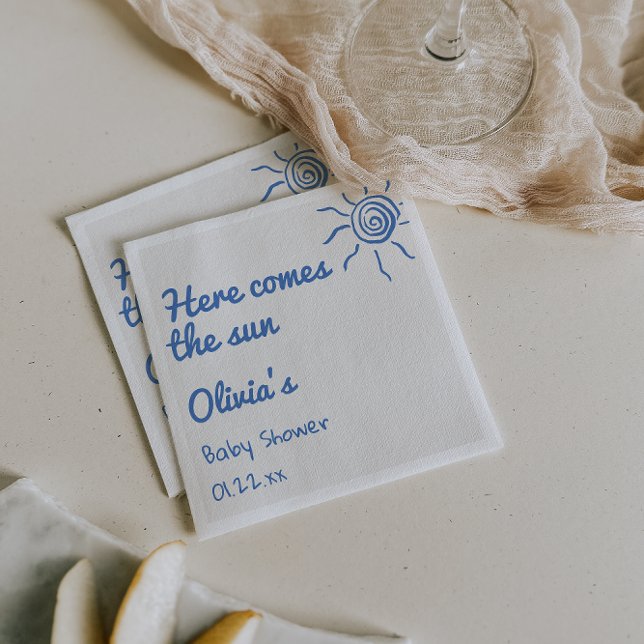 Blått här kommer barnskåran Son Hand plockade Pappersservett (Skapare uppladdad)