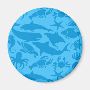 Blått havslivsmönster magnet