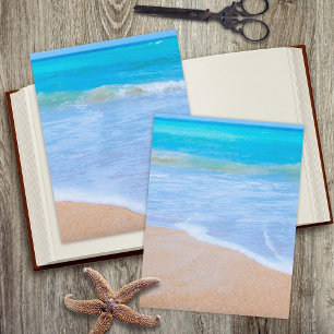 Blått havsvatten strand sand scrapbookpapper