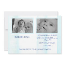 Blått Hej World Boy Birth-meddelande