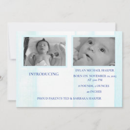 Blått Hej World Boy Birth-meddelande Meddelande