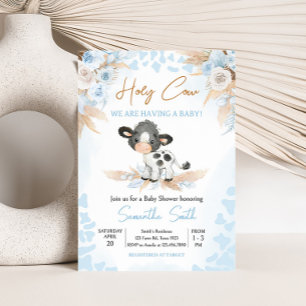 Blått Heliga Kow Baby Shower Inbjudningar