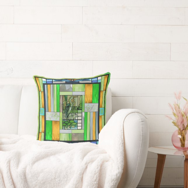 Blått heron, glasaktigt kudde (Soffa)