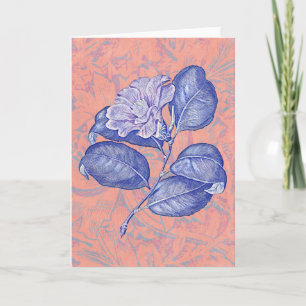 Blått Hibiscus Flower Art Deco-anteckningskort Kort