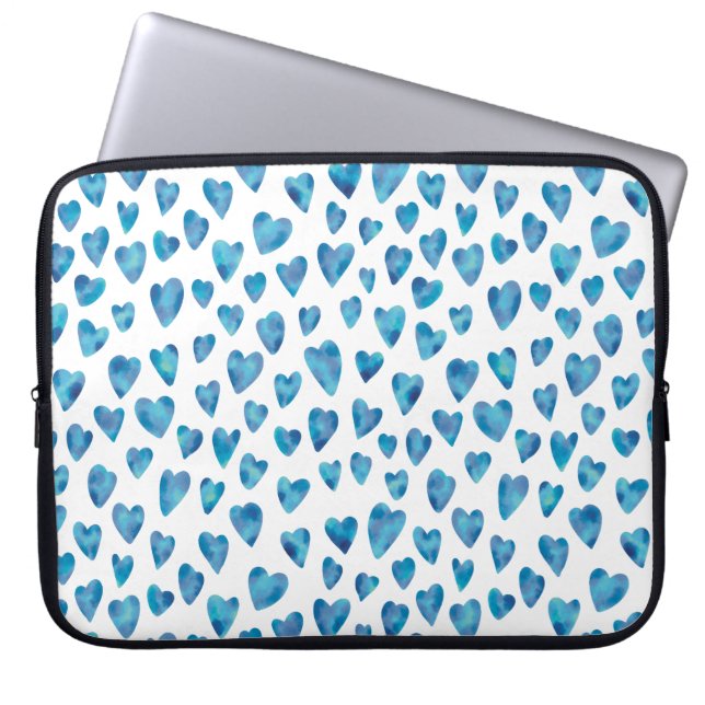 Blått hjärta akvarell laptopsleeve / fodral (Framsidan)