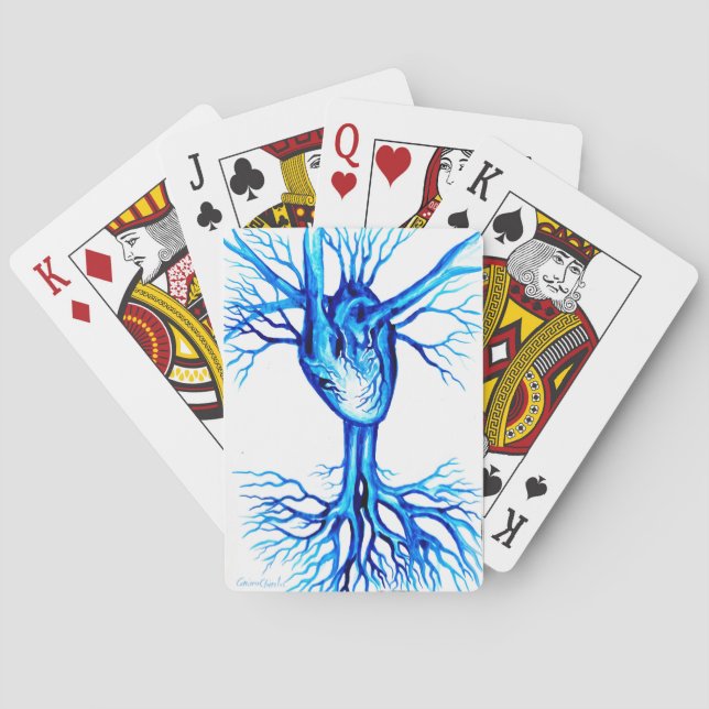 Blått hjärta casinokort (Baksidan)