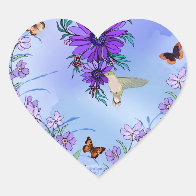 Blått hjärta hjärtformat klistermärke (Framsida)