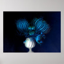 Blått hjärta i svart