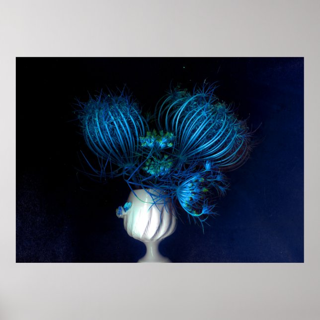 Blått hjärta i svart poster (Framsidan)