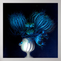 Blått hjärta i svart