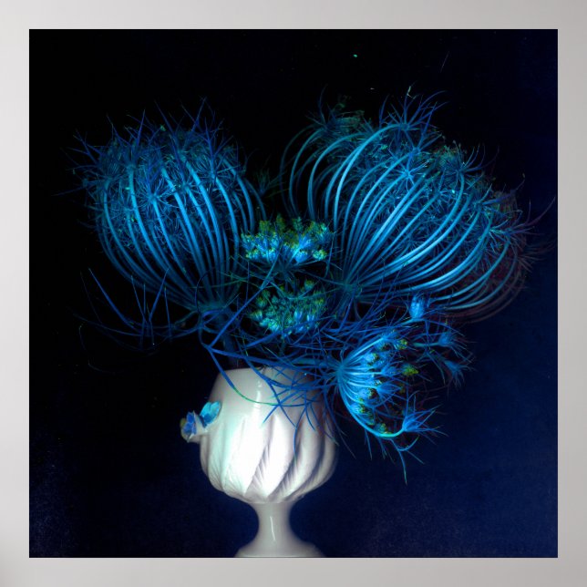 Blått hjärta i svart poster (Framsidan)