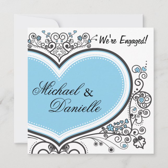 Blått Hjärta Inbjudningar (Framsida)