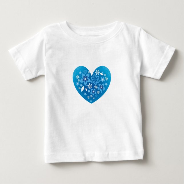 Blått hjärta kärlek t-shirt (Framsida)