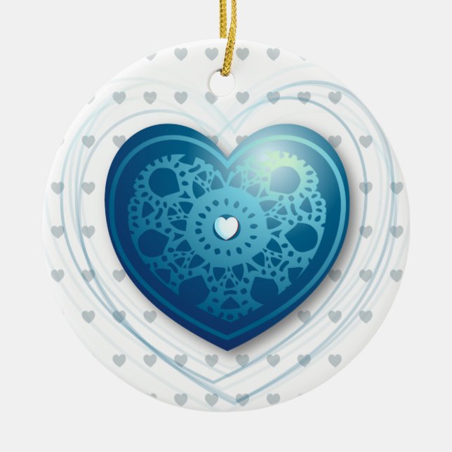Blått hjärta, ornament (Framsidan)