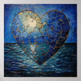 Blått hjärta Poster
