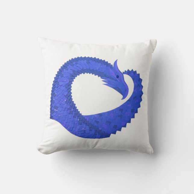 Blått hjärtdrake på vit kudde (Framsida)