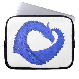 Blått hjärtdrake på vit laptop fodral