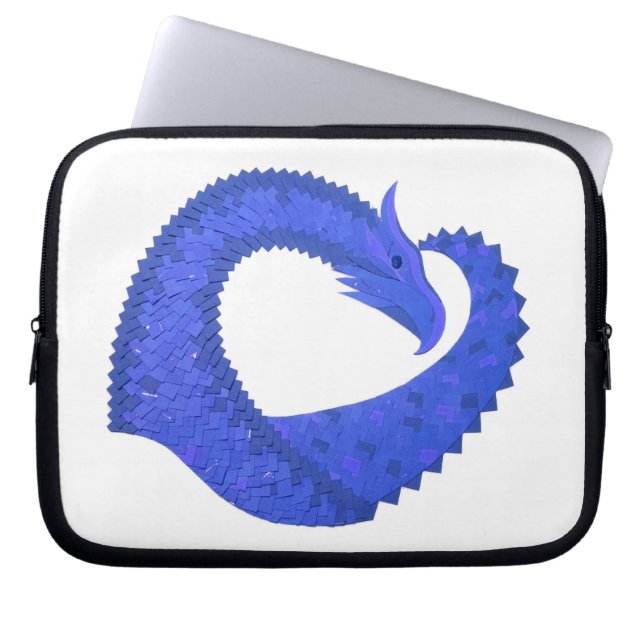 Blått hjärtdrake på vit laptop fodral (Framsidan)