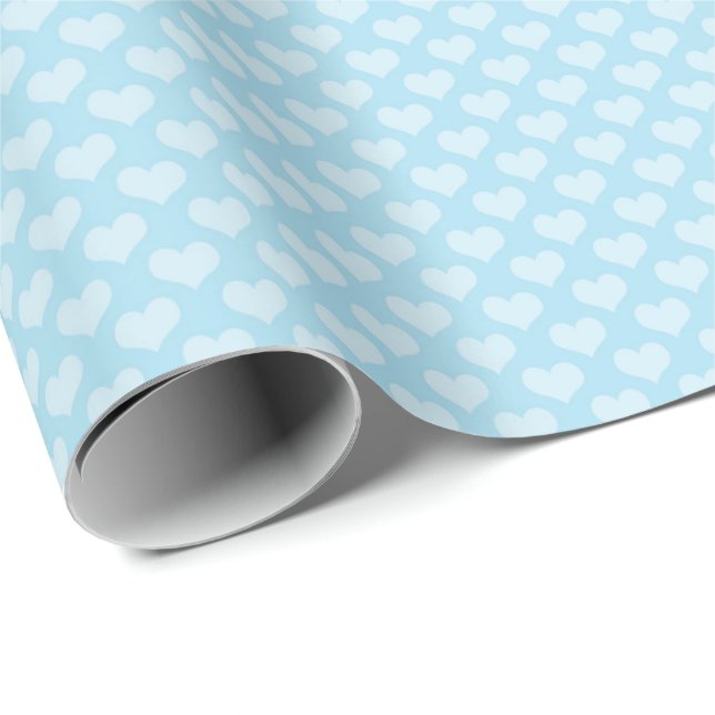 Blått hjärtmönster för baby shower, födelsedag  presentpapper (Rullad Hörn)