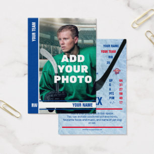 Blått Hockey Trading Card - Anpassningsbar Stats Visitkort