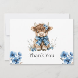 Blått höglandskort för bladig tacka tack kort