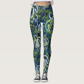 Blått Honu Leggings