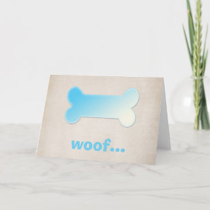 Blått Hund Bone *Woof* Blank Greeting Card Kort