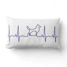 Blått Hund Heartslag Lumbar Pillow