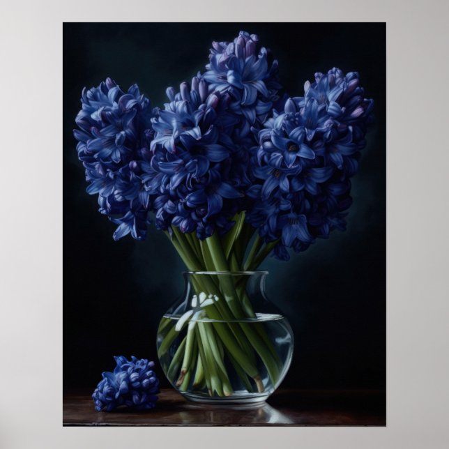 Blått hyacint Flowers Art Skriv ut Poster (Framsidan)