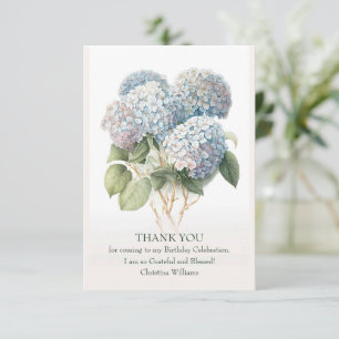 Blått Hydragea Blommigt Elegant Vattenfärgsdesign Tack Kort