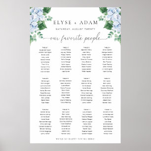 Blått Hydrangea 12 Bord-sätesdiagram Poster