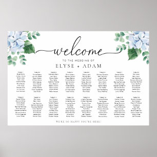 Blått Hydrangea 16 Bord-sätesdiagram Poster