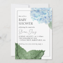 Blått Hydrangea Baby Shower-inbjudan Inbjudningar
