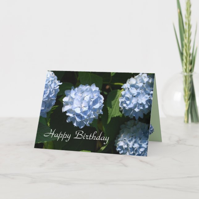 Blått Hydrangea Birthday-kort Kort (Framsida)
