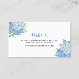 Blått Hydrangea Blommigt Bröllop-webbplatskort Visitkort