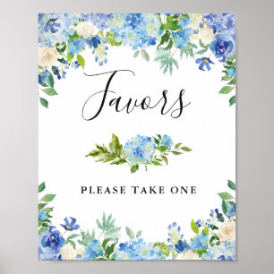 Blått Hydrangea Blommigt Bröllopsförmånstecken Pos Poster