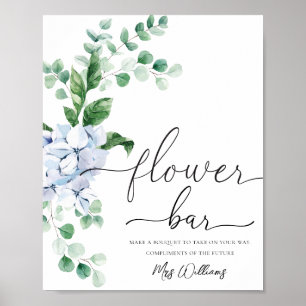 Blått Hydrangea-Blommigt Undertecknande av Pub Poster