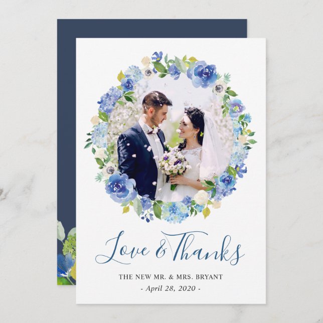 Blått Hydrangea Blommigt Utandning Foto Tack (Fram/baksida)