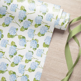 Blått Hydrangea-Blommönster Papper radbrytning Presentpapper