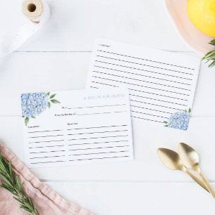 Blått Hydrangea Bloom Recept Card Tilläggskort