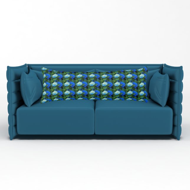 Blått Hydrangea Blooms Blommönster Body Pillow Kroppskudde (In Situ)