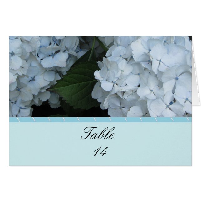 Blått Hydrangea Bord-säteskort OBS Kort (Framsidan Horizontal)