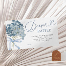 Blått Hydrangea Boy Shower Diaper Raffle Card