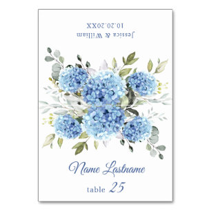 Blått Hydrangea Bröllop-eskort för elegant Bordsnummer