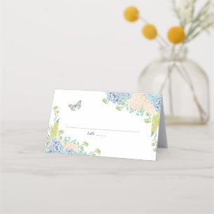 Blått Hydrangea-Bröllop-monteringskort för elegant Placeringskort