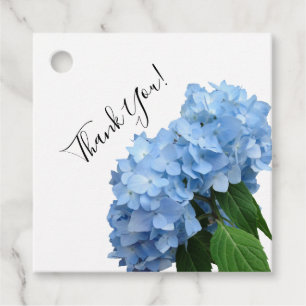 Blått Hydrangea Bröllop Tack Tie på Märkre Gåvor Etiketter