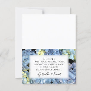 Blått Hydrangea Bröllop välgörenhetsförmånskort